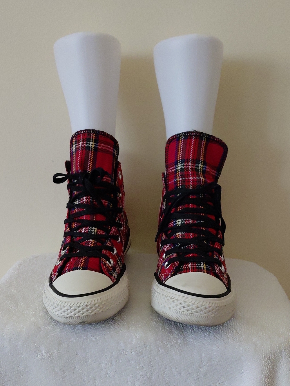 Converse Red Plaid High-Top Sneakers